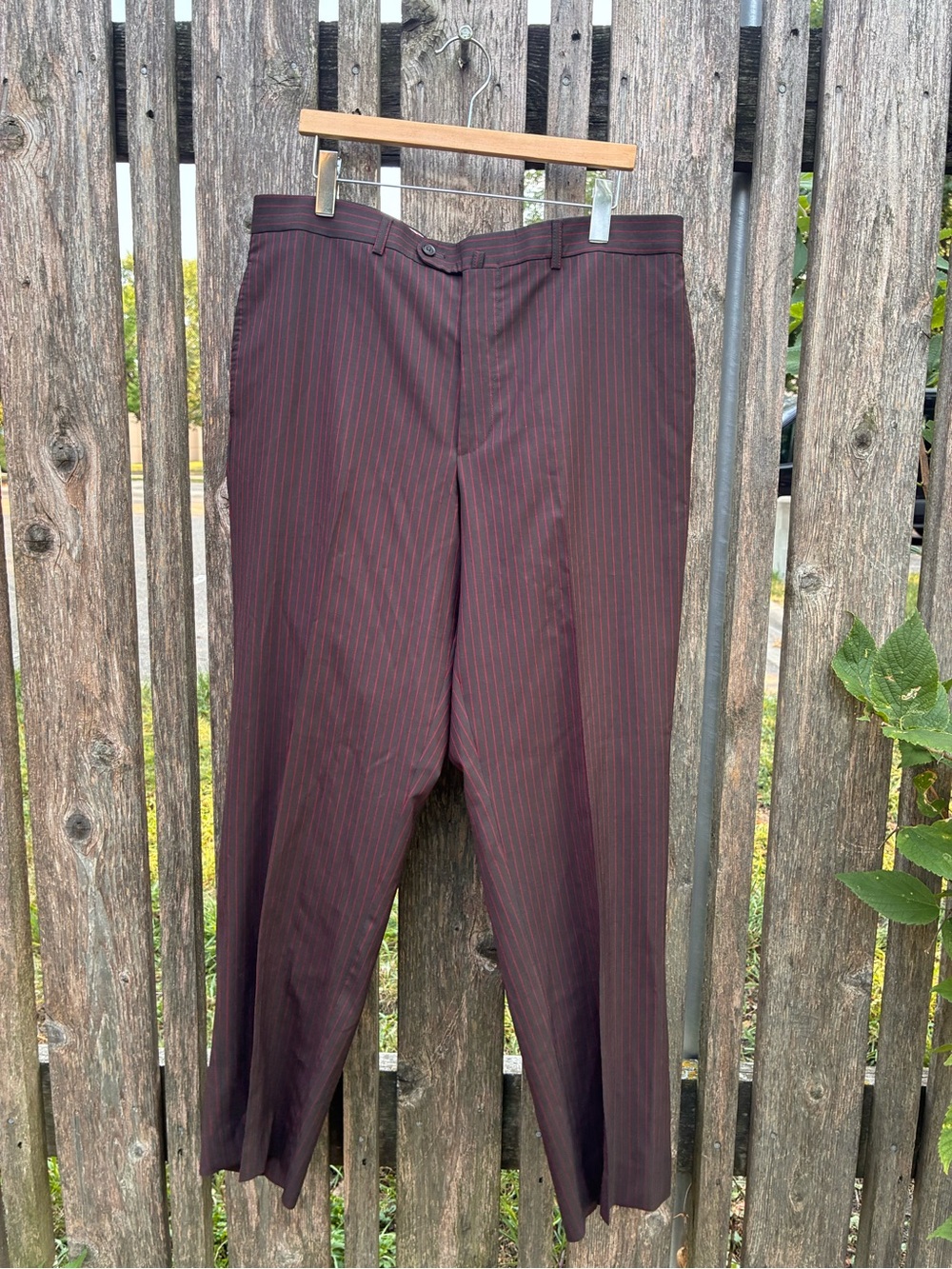 Kuhlman Men’s Brown w/Red Pinstripe Design Wool Pants Made In Italy size 54 READ